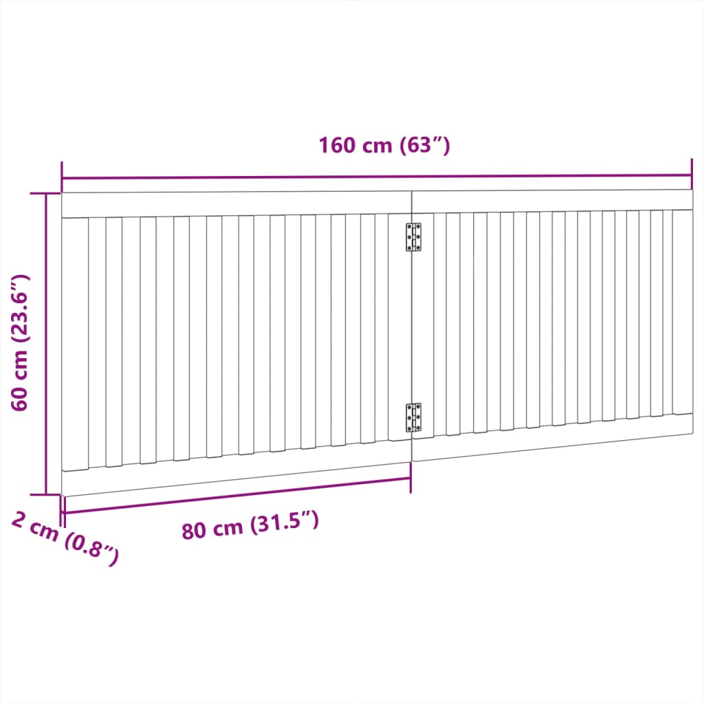 vidaXL Puerta para perros plegable 2 paneles madera álamo negra 160 cm