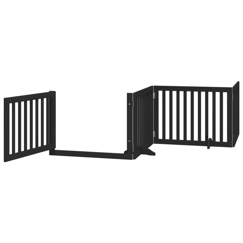 vidaXL Puerta para perros plegable 4 paneles madera álamo negra 320 cm