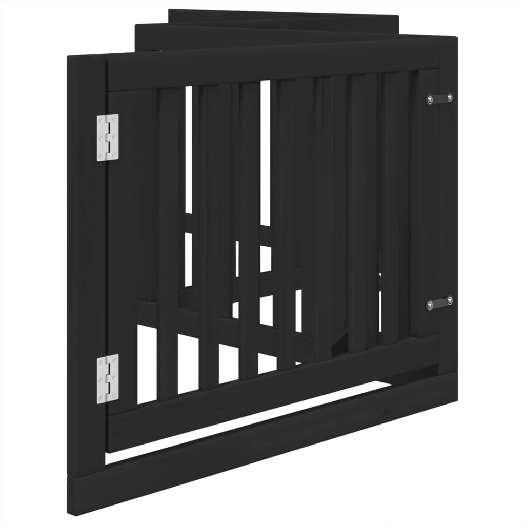 vidaXL Puerta para perros plegable 4 paneles madera álamo negra 320 cm