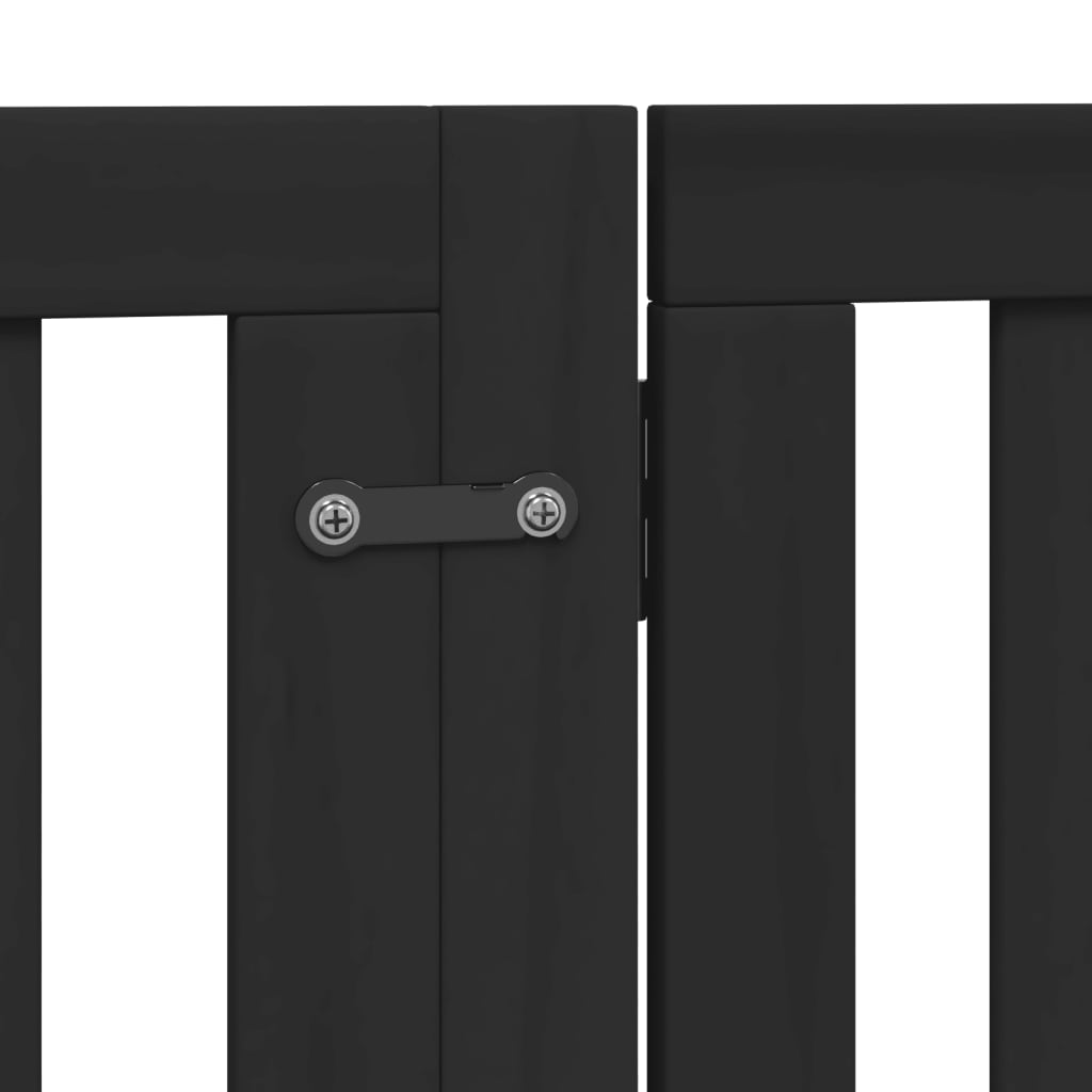 vidaXL Puerta para perros plegable 4 paneles madera álamo negra 320 cm