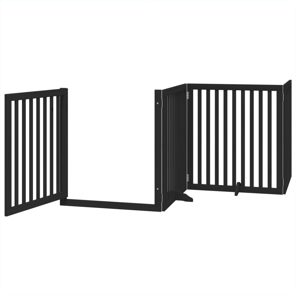 vidaXL Puerta para perros plegable 4 paneles madera álamo negra 320 cm