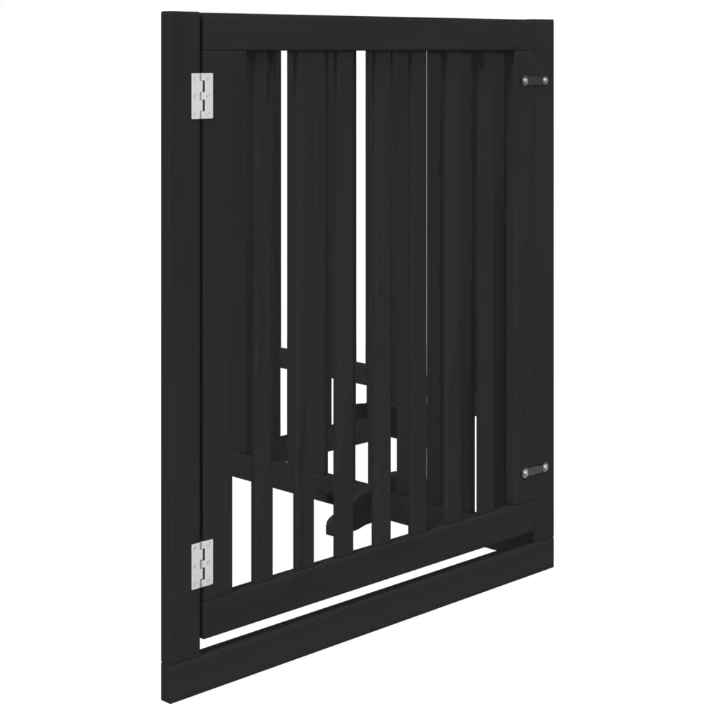 vidaXL Puerta para perros plegable 4 paneles madera álamo negra 320 cm