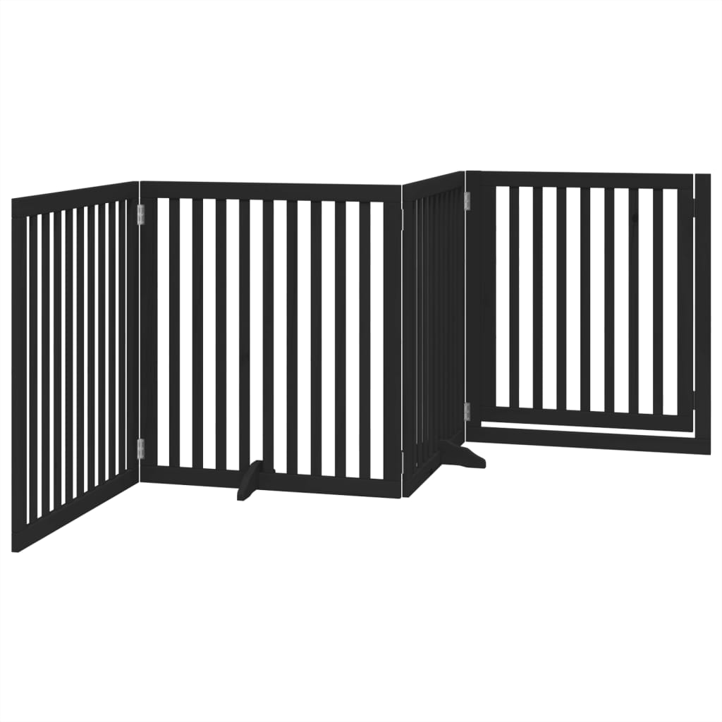 vidaXL Puerta para perros plegable 4 paneles madera álamo negra 320 cm