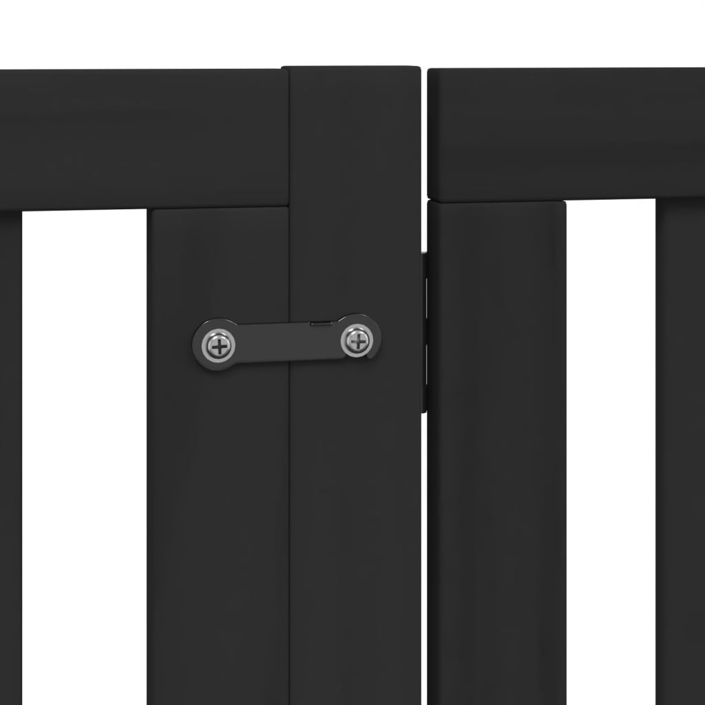 vidaXL Puerta para perros plegable 4 paneles madera álamo negra 320 cm