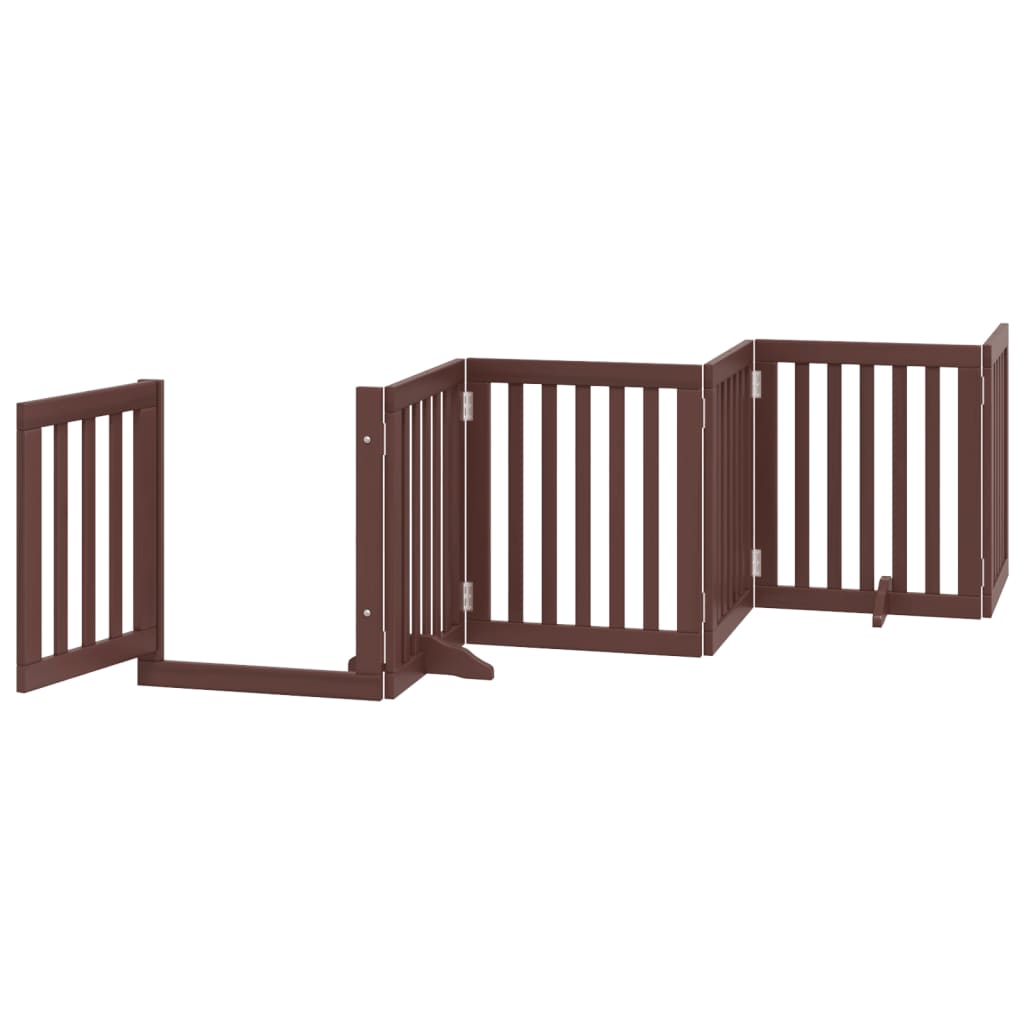 vidaXL Puerta para perros plegable 6 paneles madera álamo marrón 300cm