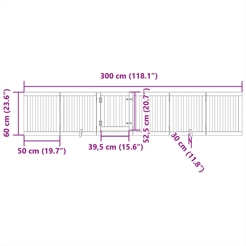 vidaXL Puerta para perros plegable 6 paneles madera álamo marrón 300cm