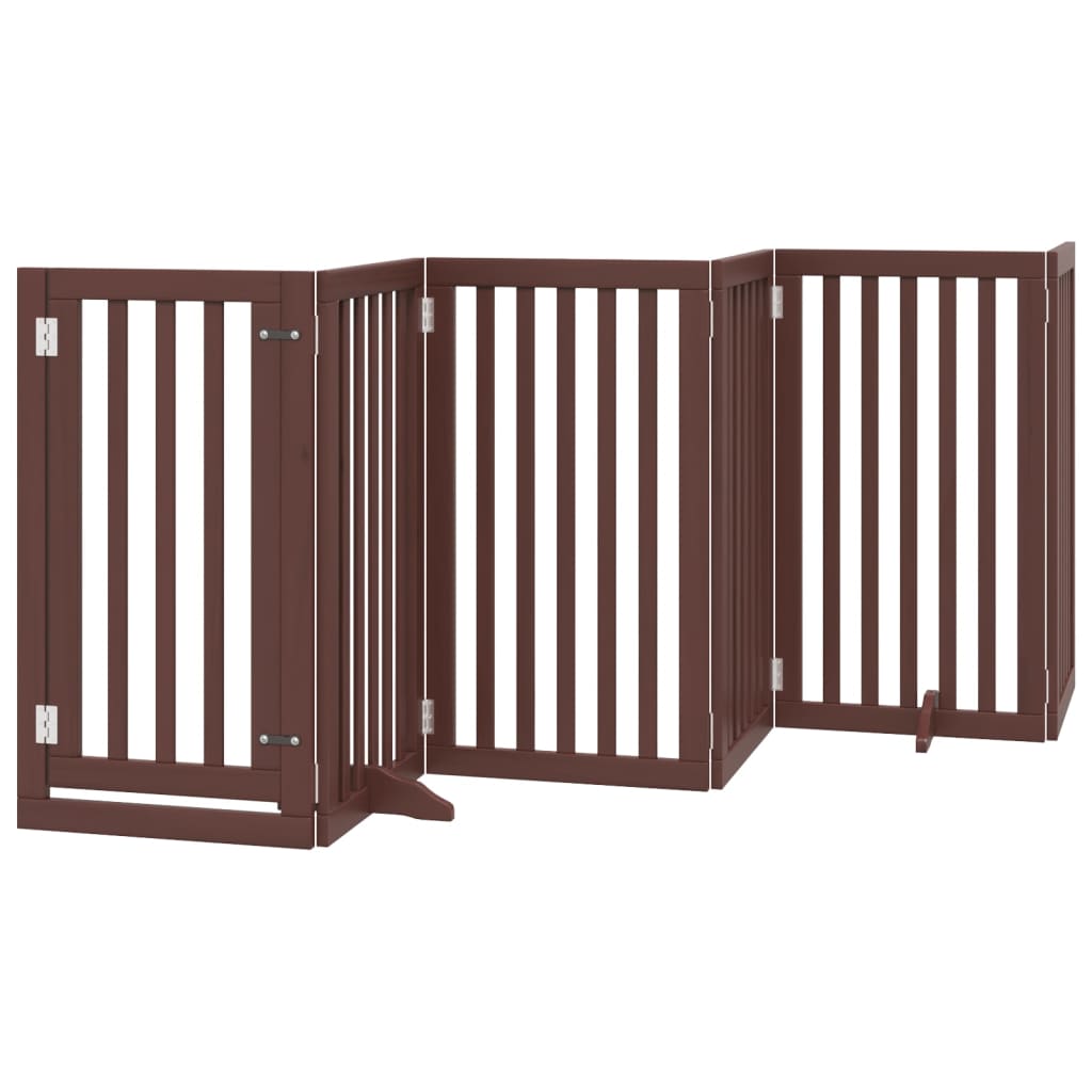 vidaXL Puerta para perros plegable 6 paneles madera álamo marrón 300cm