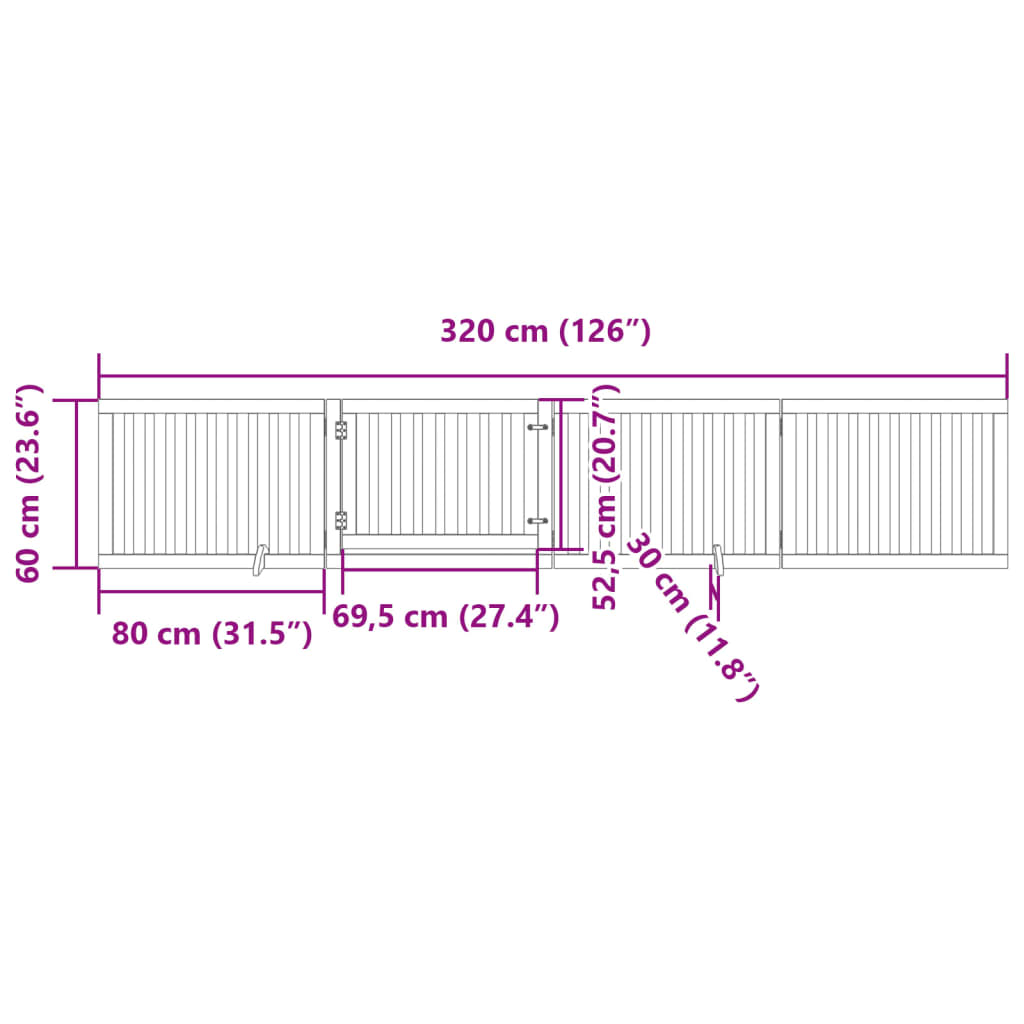 vidaXL Puerta para perros plegable 4 paneles madera álamo marrón 320cm