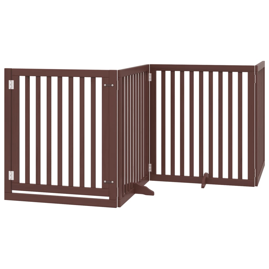 vidaXL Puerta para perros plegable 4 paneles madera álamo marrón 320cm