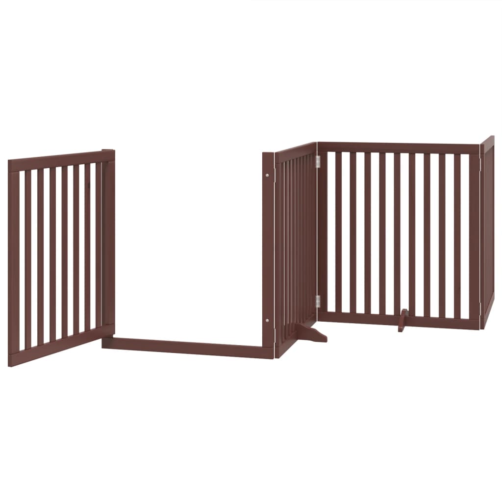 vidaXL Puerta para perros plegable 4 paneles madera álamo marrón 320cm