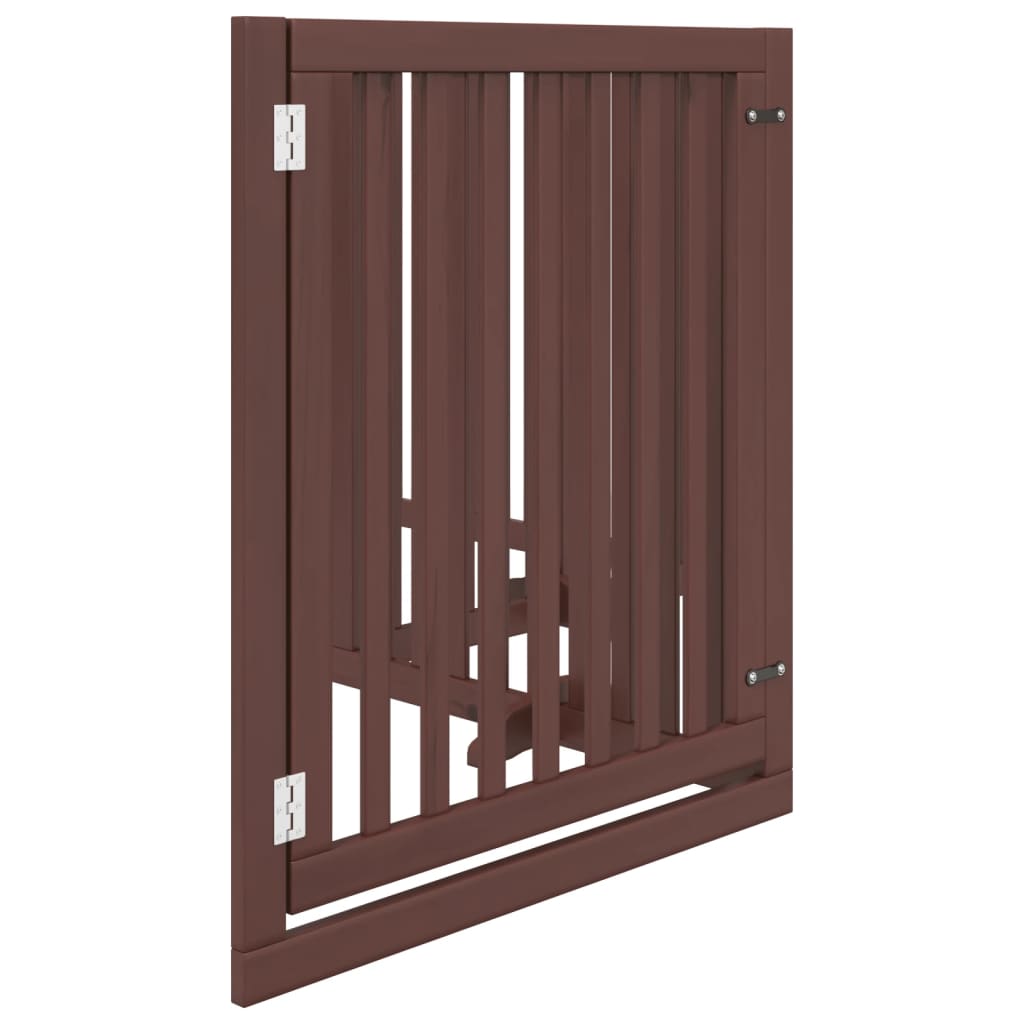 vidaXL Puerta para perros plegable 4 paneles madera álamo marrón 320cm