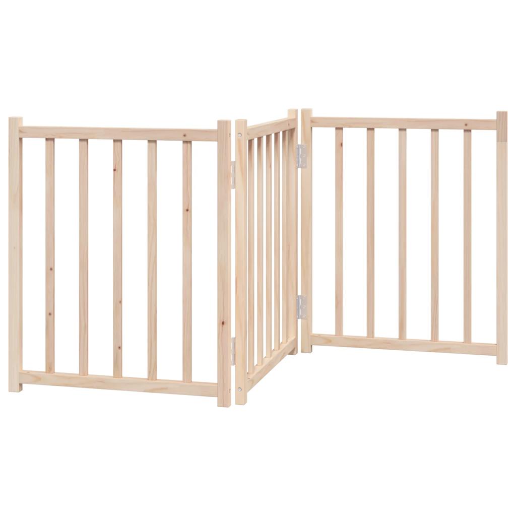 vidaXL Puerta para perros plegable 3 paneles madera de abeto 150 cm