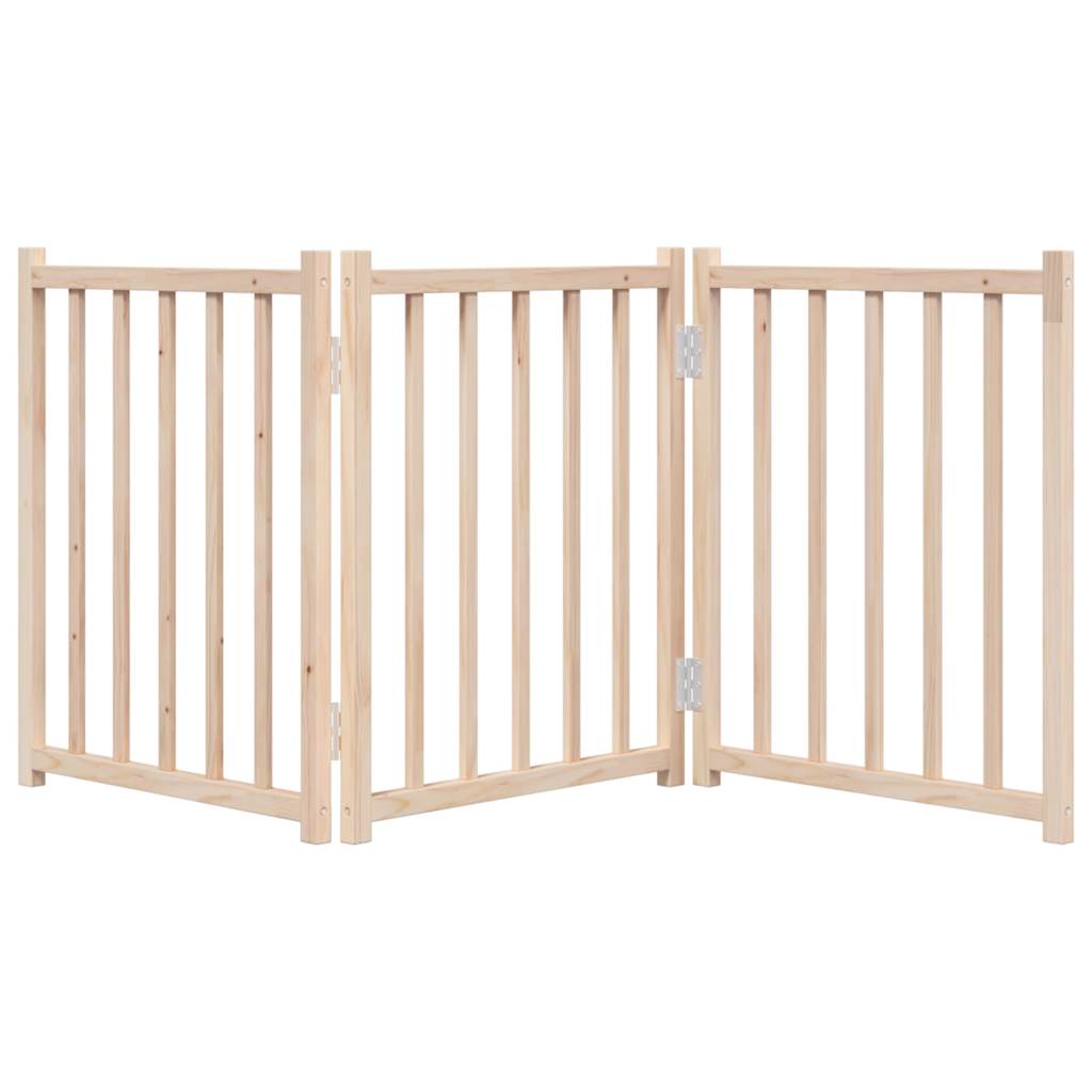 vidaXL Puerta para perros plegable 3 paneles madera de abeto 150 cm