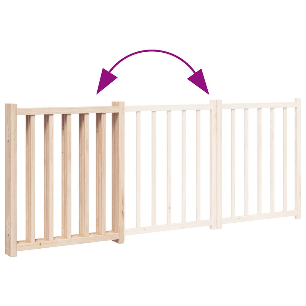 vidaXL Puerta para perros plegable 3 paneles madera de abeto 150 cm