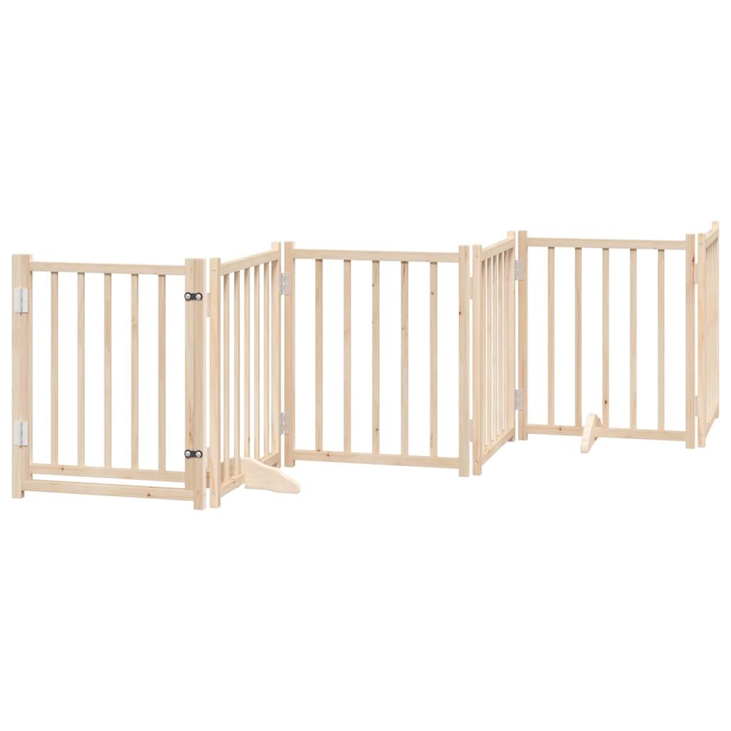 vidaXL Puerta para perros plegable 6 paneles madera de álamo 300 cm