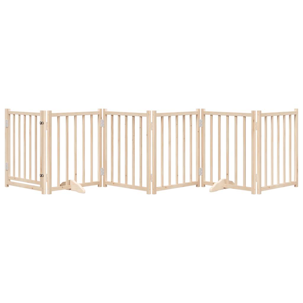 vidaXL Puerta para perros plegable 6 paneles madera de álamo 300 cm