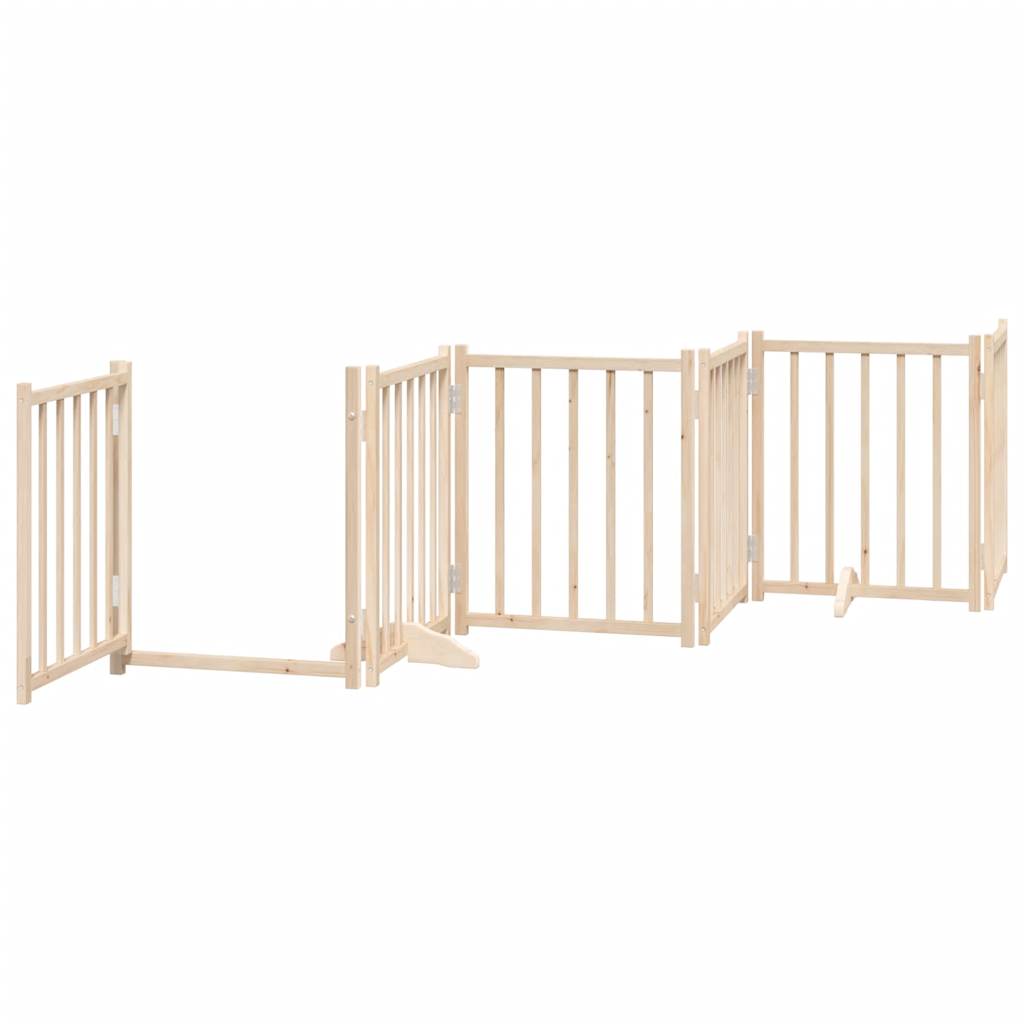 vidaXL Puerta para perros plegable 6 paneles madera de álamo 300 cm