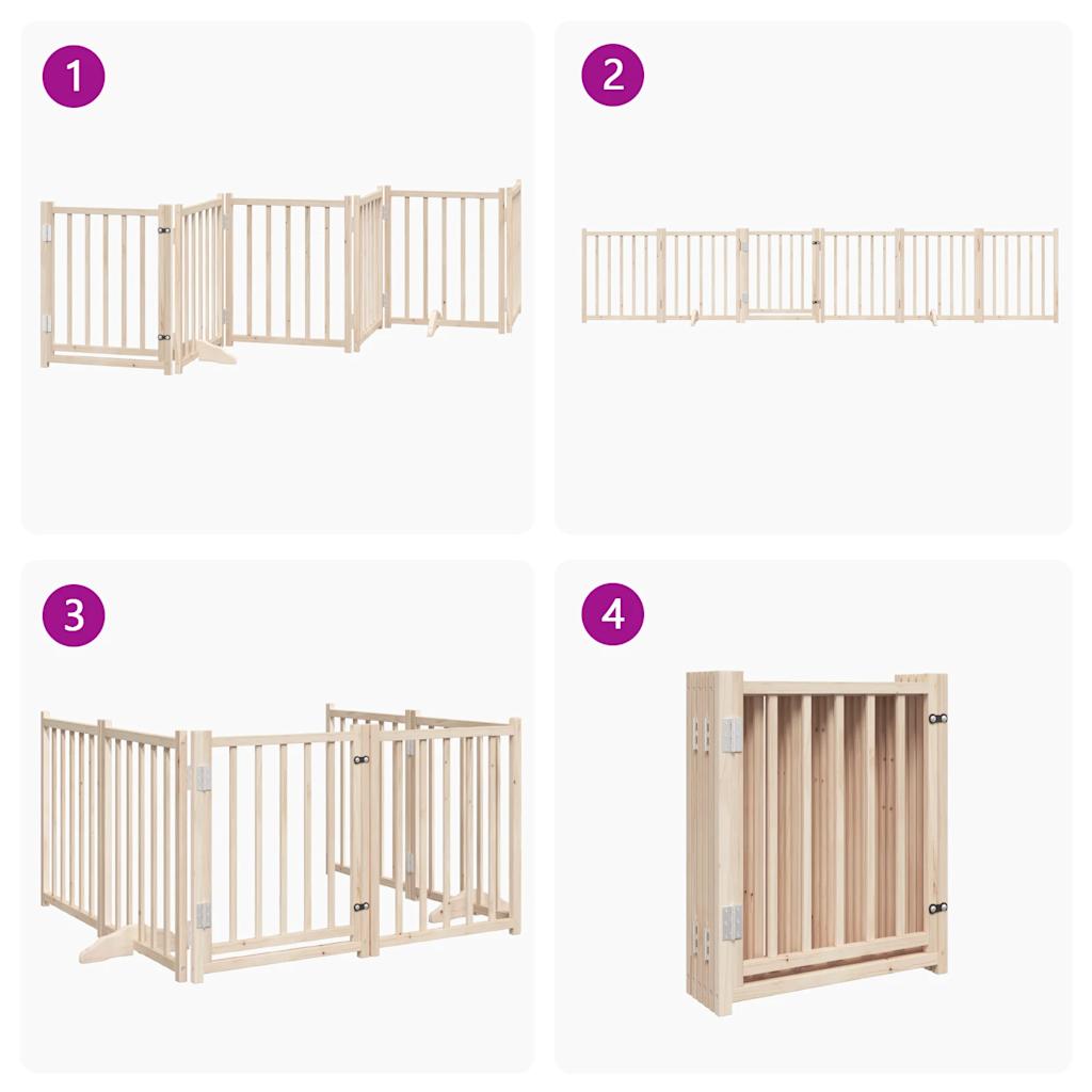 vidaXL Puerta para perros plegable 6 paneles madera de álamo 300 cm