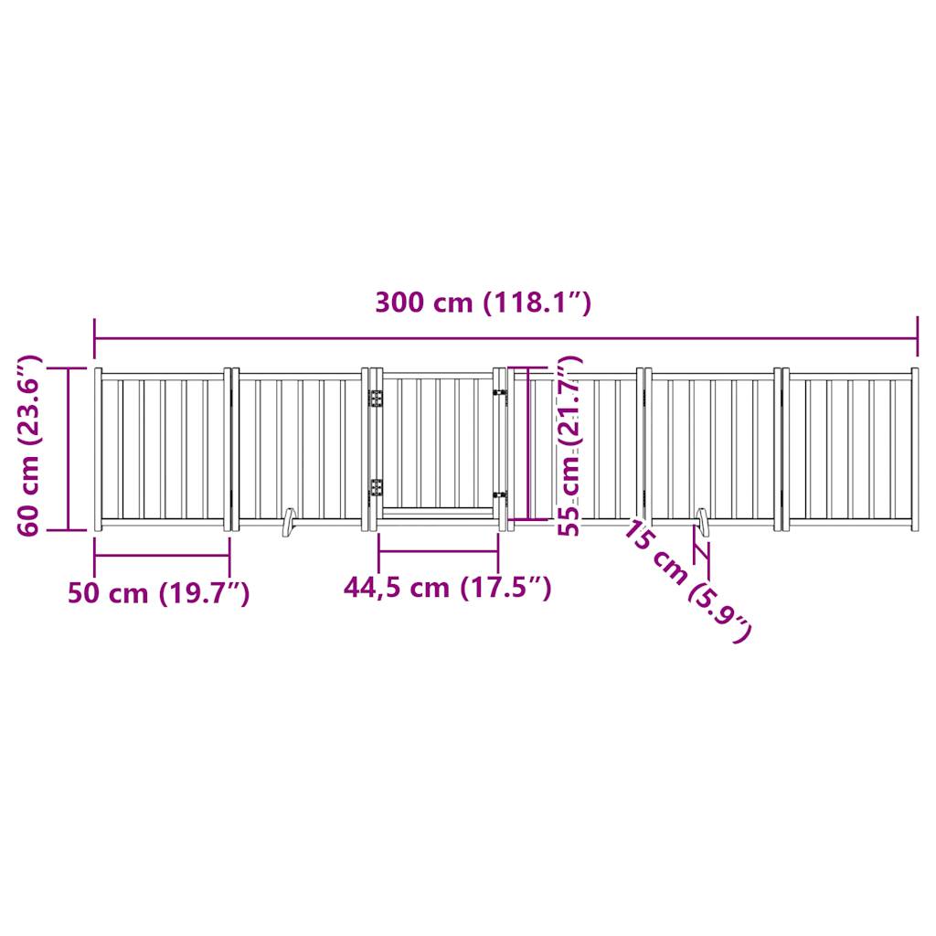 vidaXL Puerta para perros plegable 6 paneles madera de álamo 300 cm