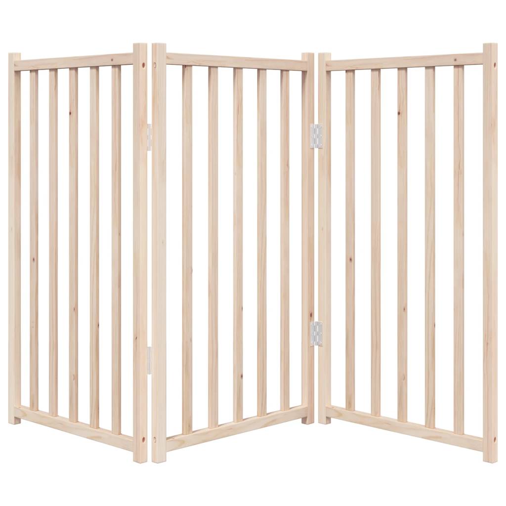 vidaXL Puerta para perros plegable 3 paneles madera de abeto 150 cm