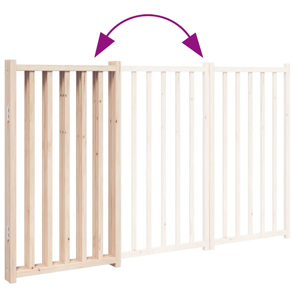 vidaXL Puerta para perros plegable 3 paneles madera de abeto 150 cm