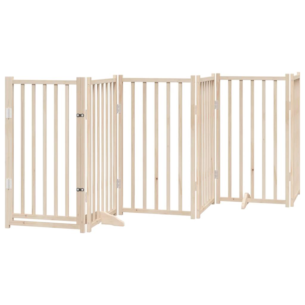 vidaXL Puerta para perros plegable 6 paneles madera de álamo 300 cm