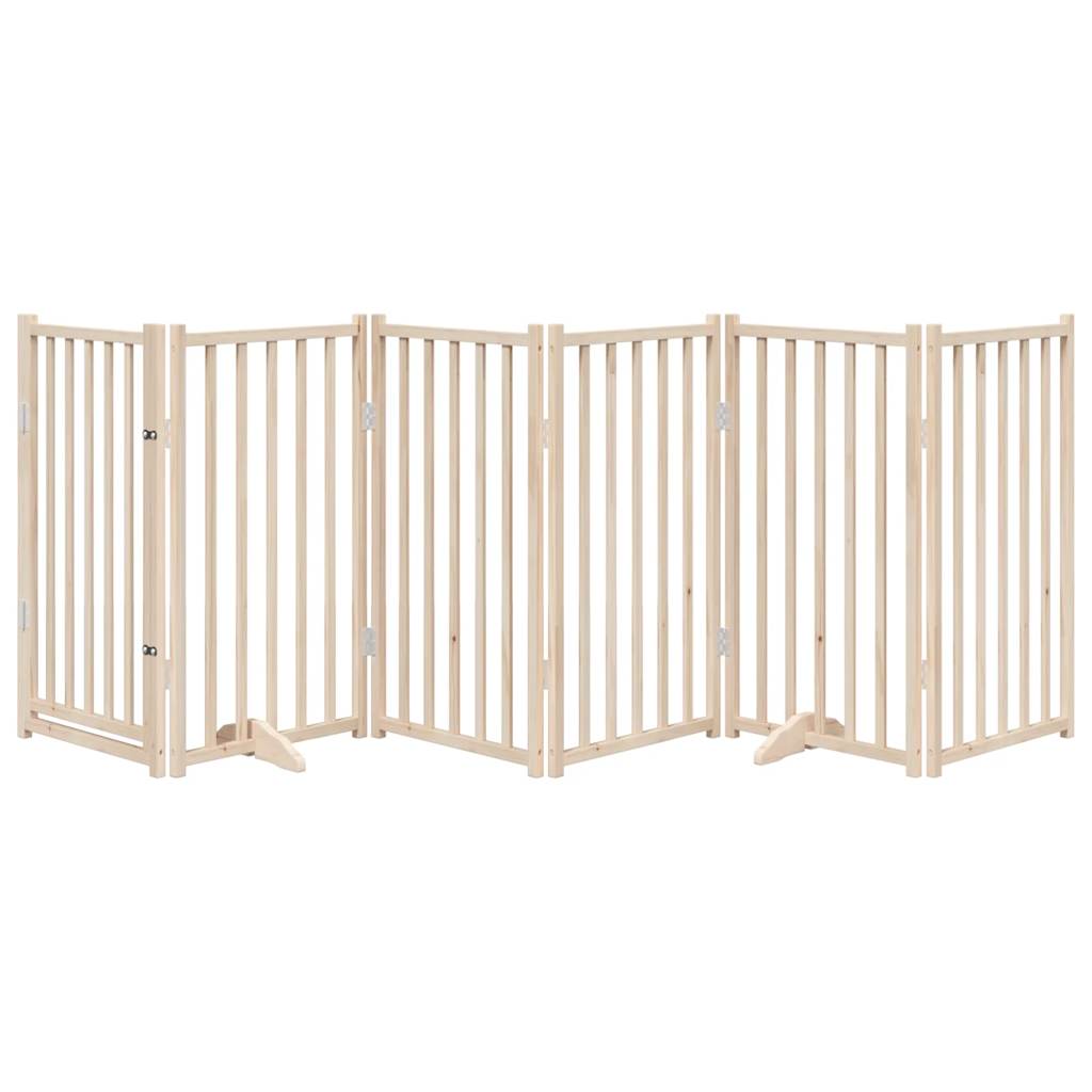 vidaXL Puerta para perros plegable 6 paneles madera de álamo 300 cm