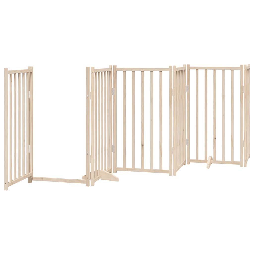 vidaXL Puerta para perros plegable 6 paneles madera de álamo 300 cm