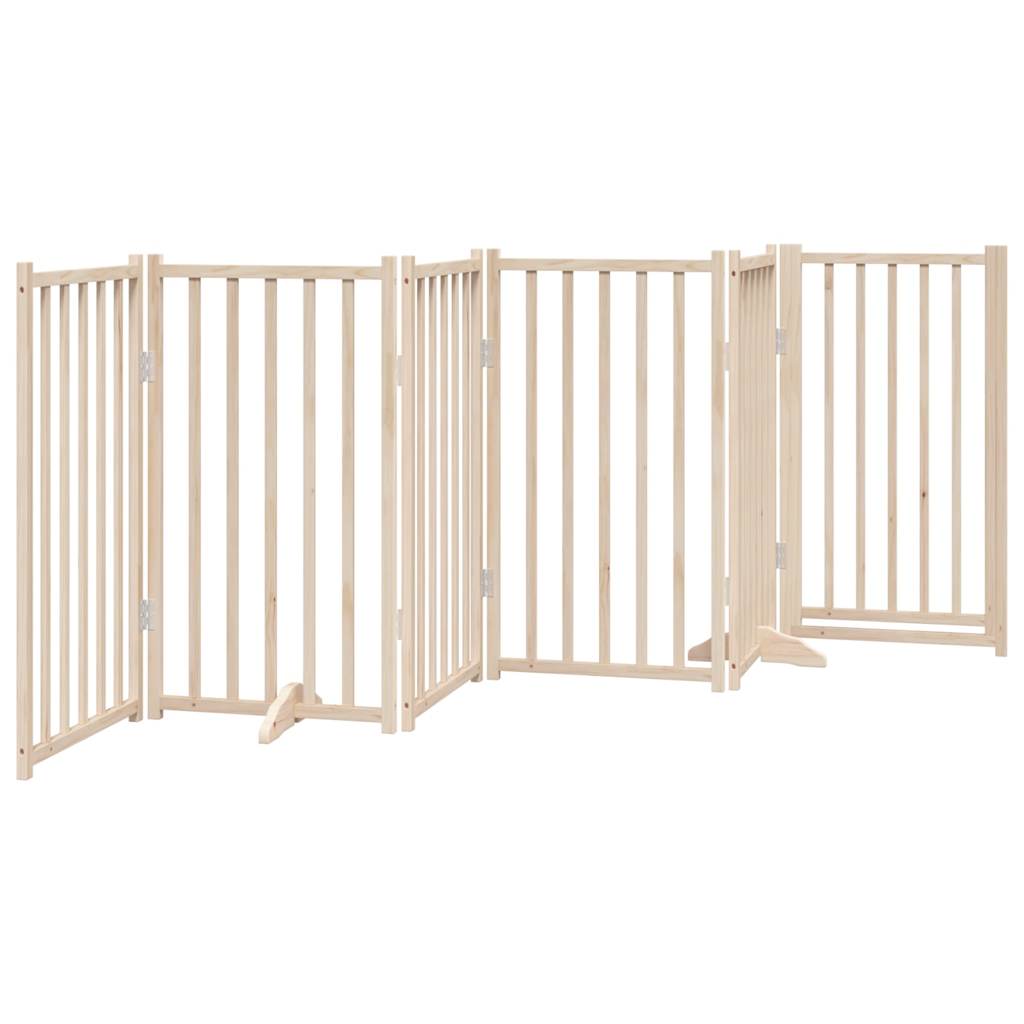 vidaXL Puerta para perros plegable 6 paneles madera de álamo 300 cm