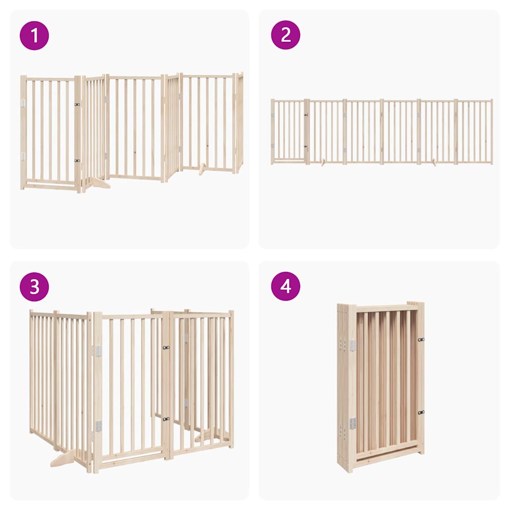 vidaXL Puerta para perros plegable 6 paneles madera de álamo 300 cm