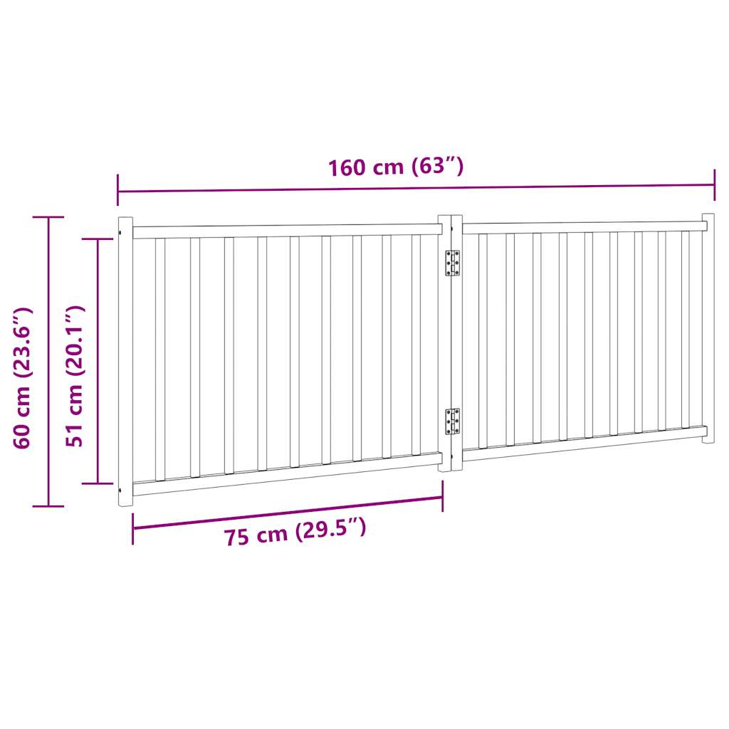 vidaXL Puerta para perros plegable 2 paneles madera de abeto 160 cm