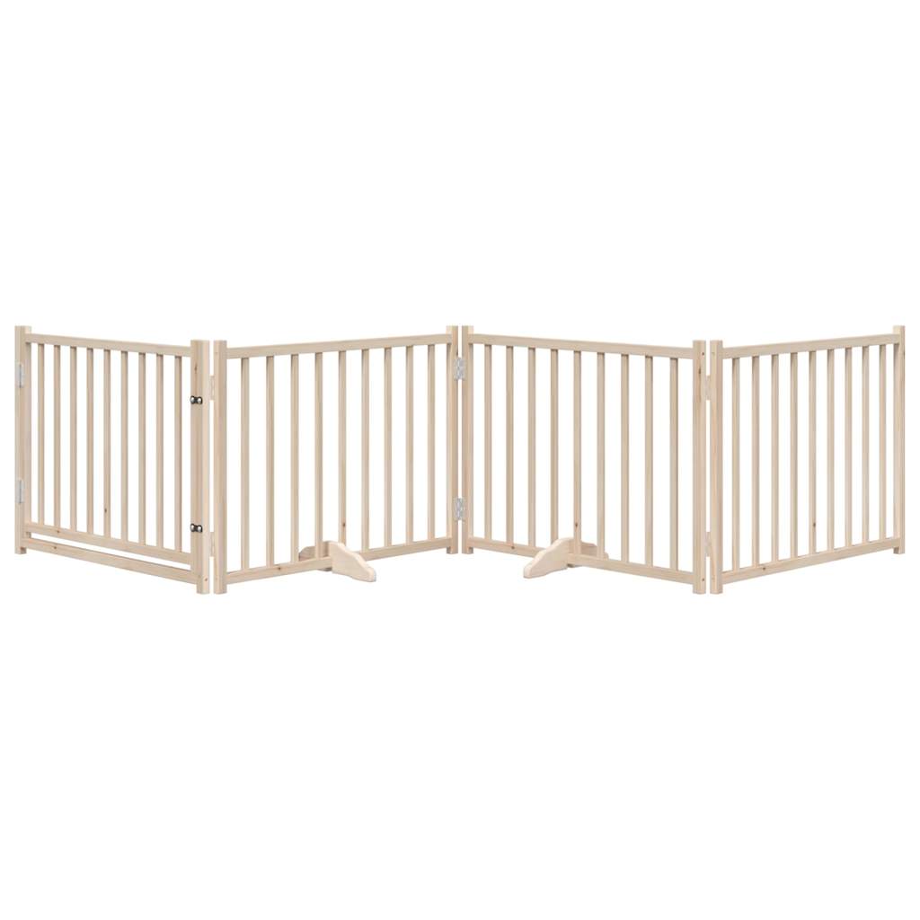 vidaXL Puerta para perros plegable 4 paneles madera de abeto 320 cm