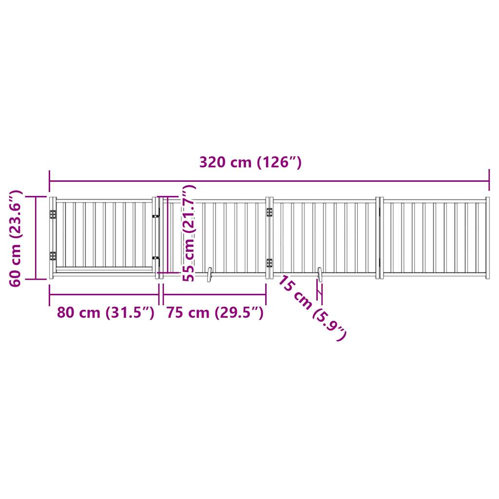 vidaXL Puerta para perros plegable 4 paneles madera de abeto 320 cm