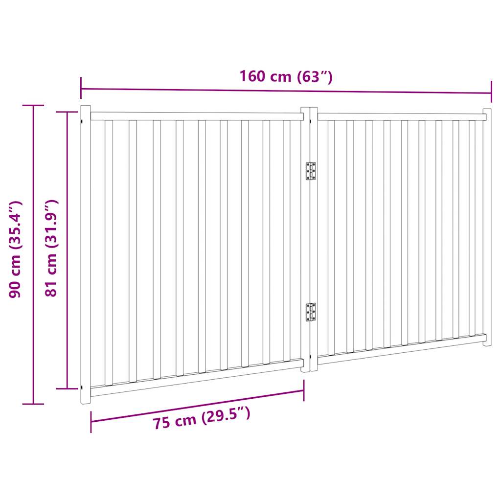 vidaXL Puerta para perros plegable 2 paneles madera de abeto 160 cm