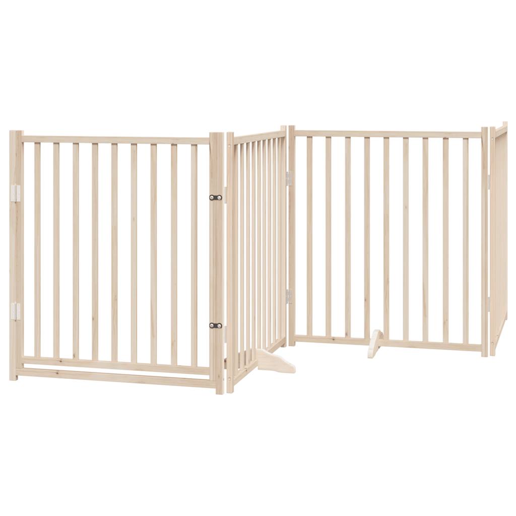 vidaXL Puerta para perros plegable 4 paneles madera de abeto 320 cm