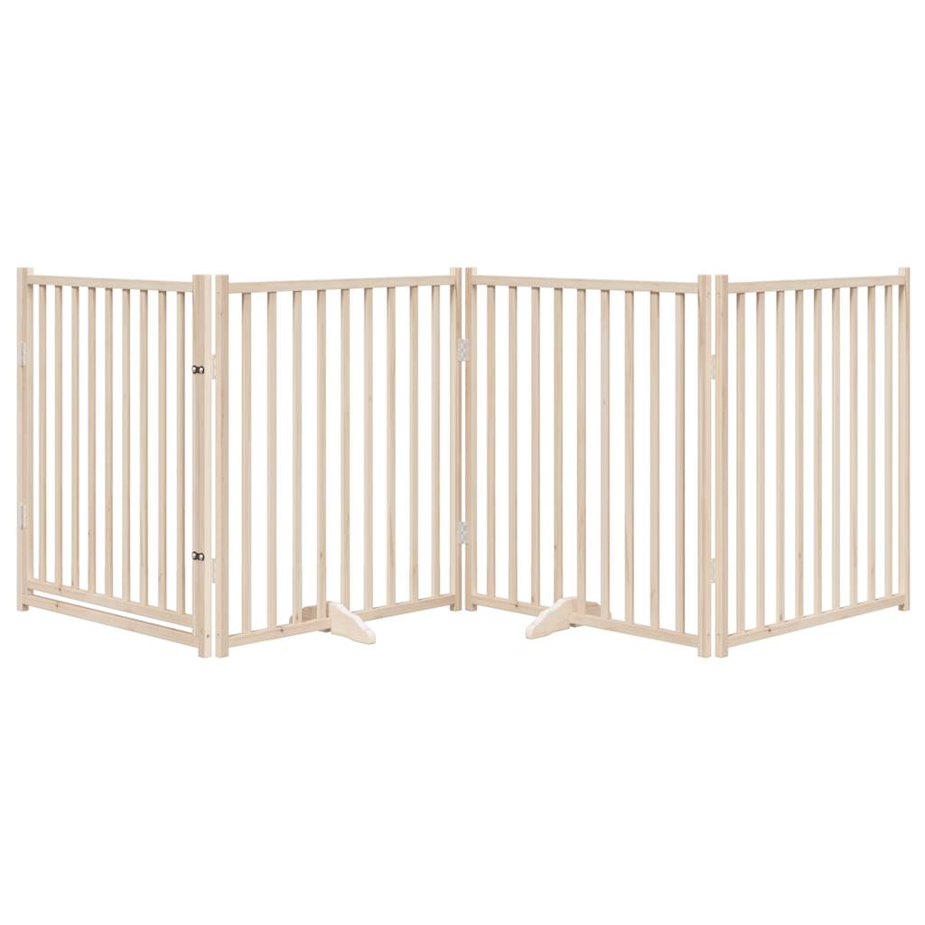 vidaXL Puerta para perros plegable 4 paneles madera de abeto 320 cm