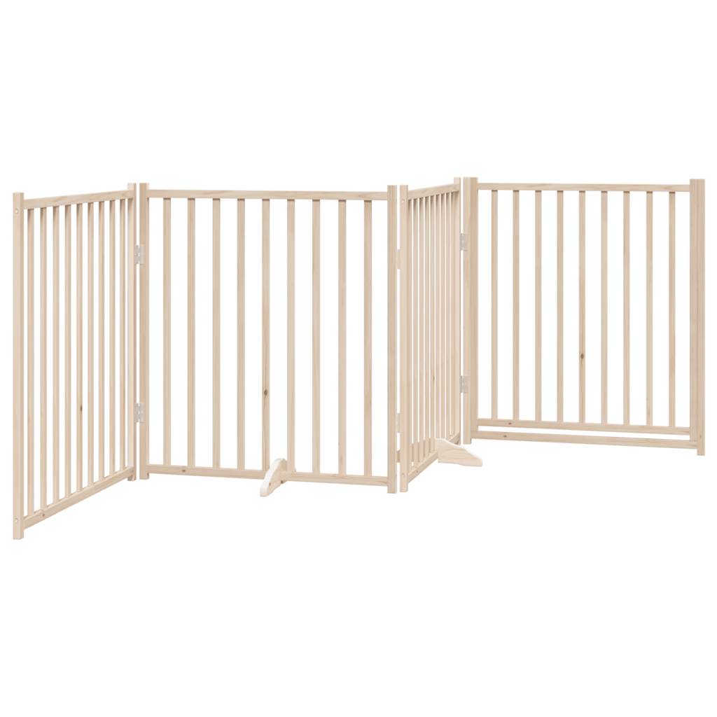 vidaXL Puerta para perros plegable 4 paneles madera de abeto 320 cm