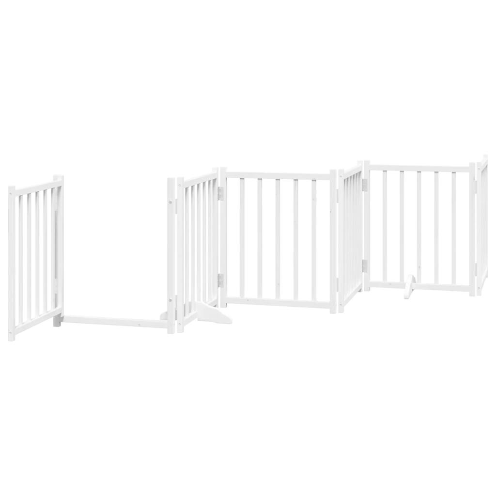 vidaXL Puerta de perros plegable 6 paneles madera abeto blanco 300 cm