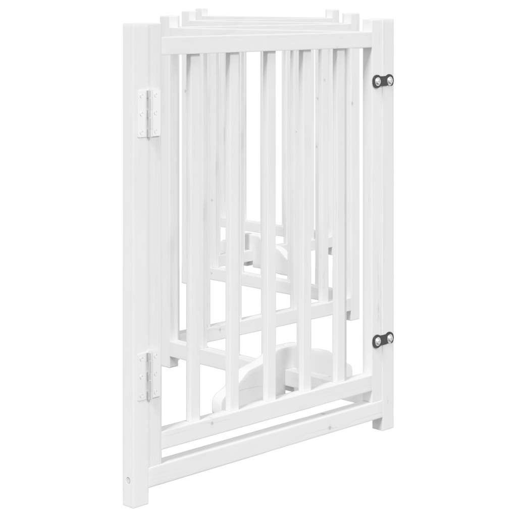 vidaXL Puerta de perros plegable 6 paneles madera abeto blanco 300 cm