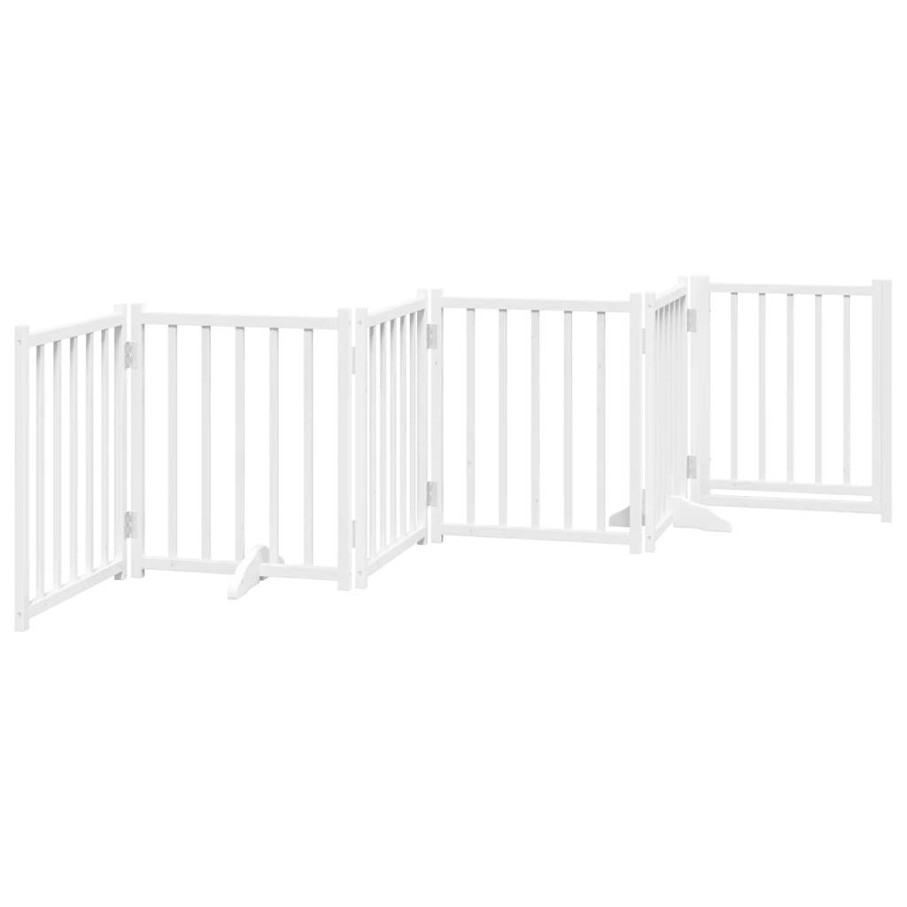 vidaXL Puerta de perros plegable 6 paneles madera abeto blanco 300 cm