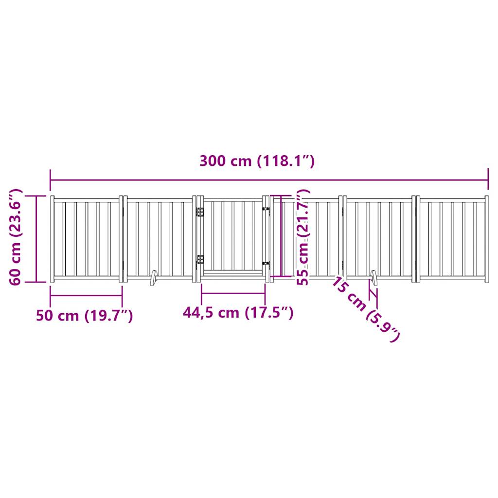 vidaXL Puerta de perros plegable 6 paneles madera abeto blanco 300 cm