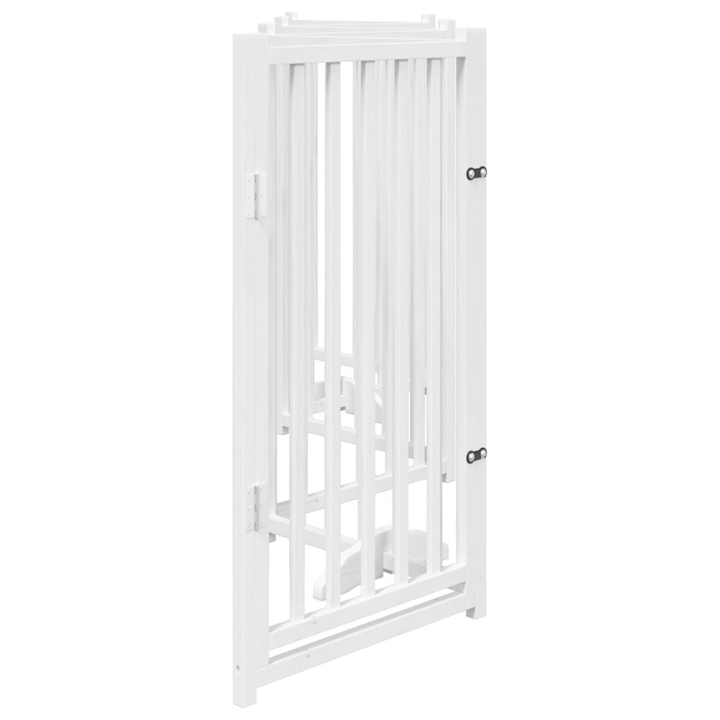 vidaXL Puerta de perros plegable 6 paneles madera abeto blanco 300 cm