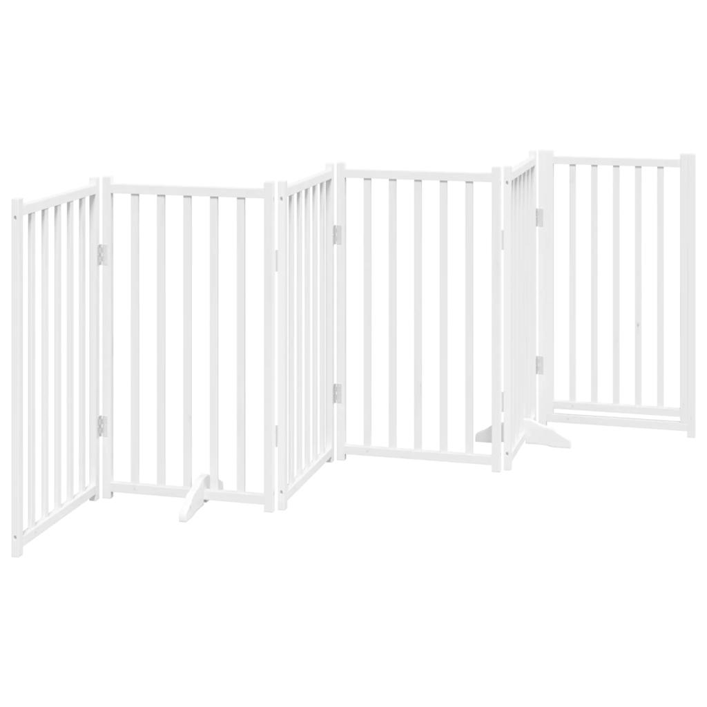 vidaXL Puerta de perros plegable 6 paneles madera abeto blanco 300 cm