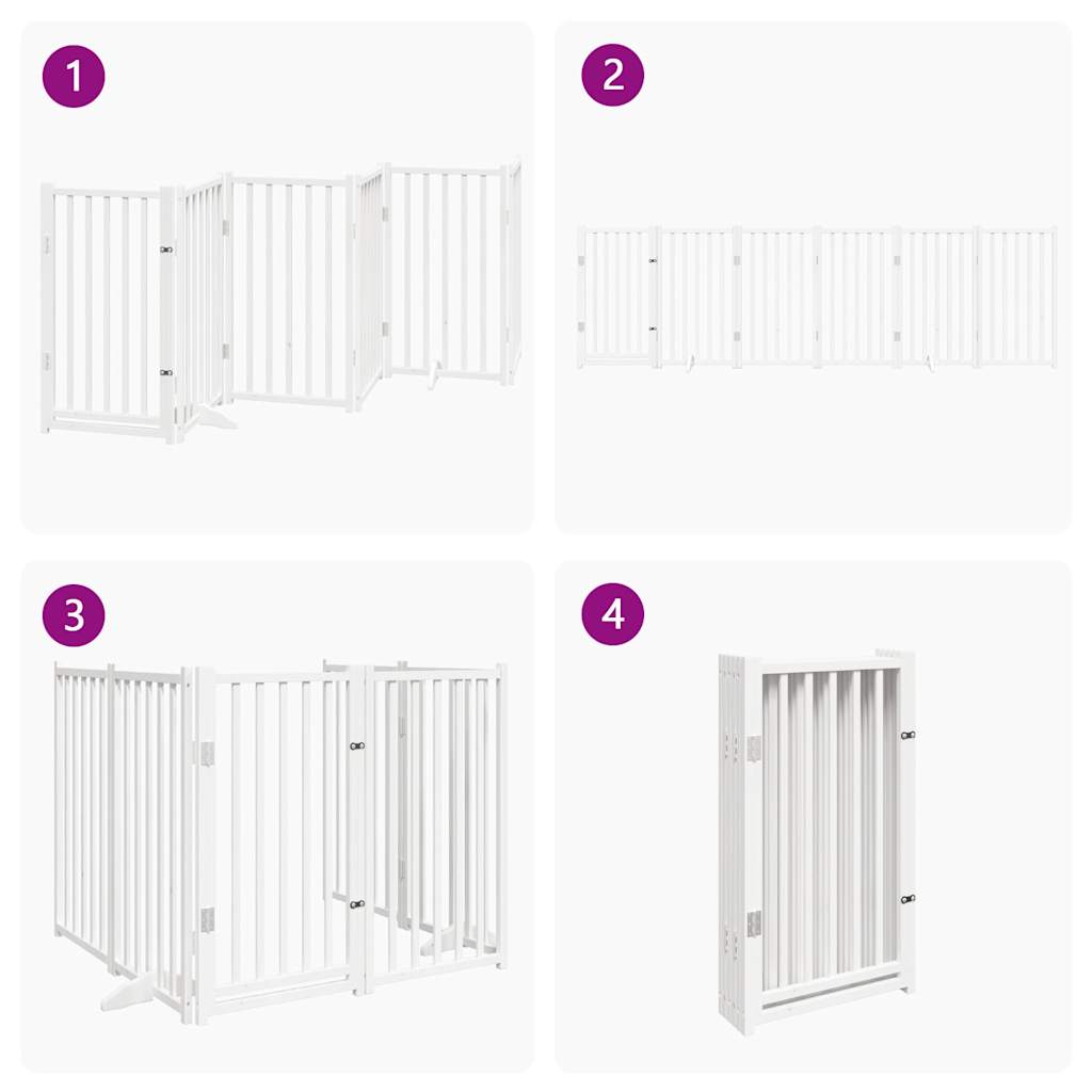 vidaXL Puerta de perros plegable 6 paneles madera abeto blanco 300 cm