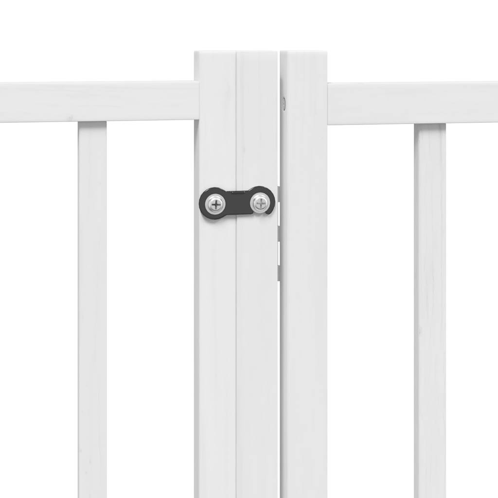 vidaXL Puerta de perros plegable 6 paneles madera abeto blanco 300 cm