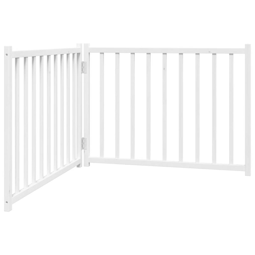 vidaXL Puerta de perros plegable 2 paneles madera abeto blanco 160 cm