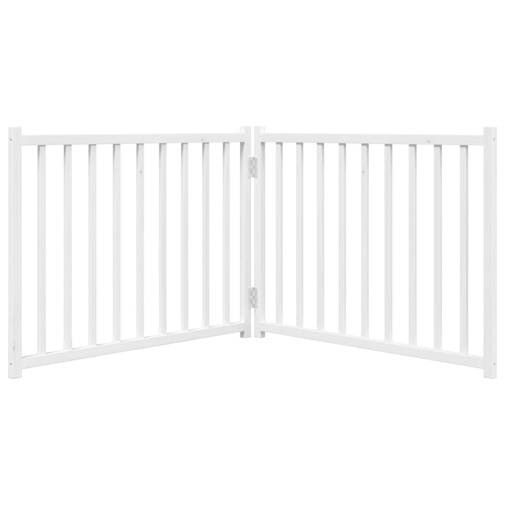 vidaXL Puerta de perros plegable 2 paneles madera abeto blanco 160 cm