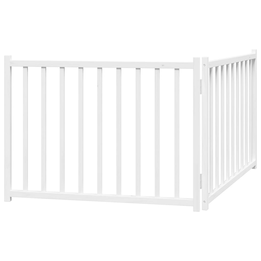 vidaXL Puerta de perros plegable 2 paneles madera abeto blanco 160 cm