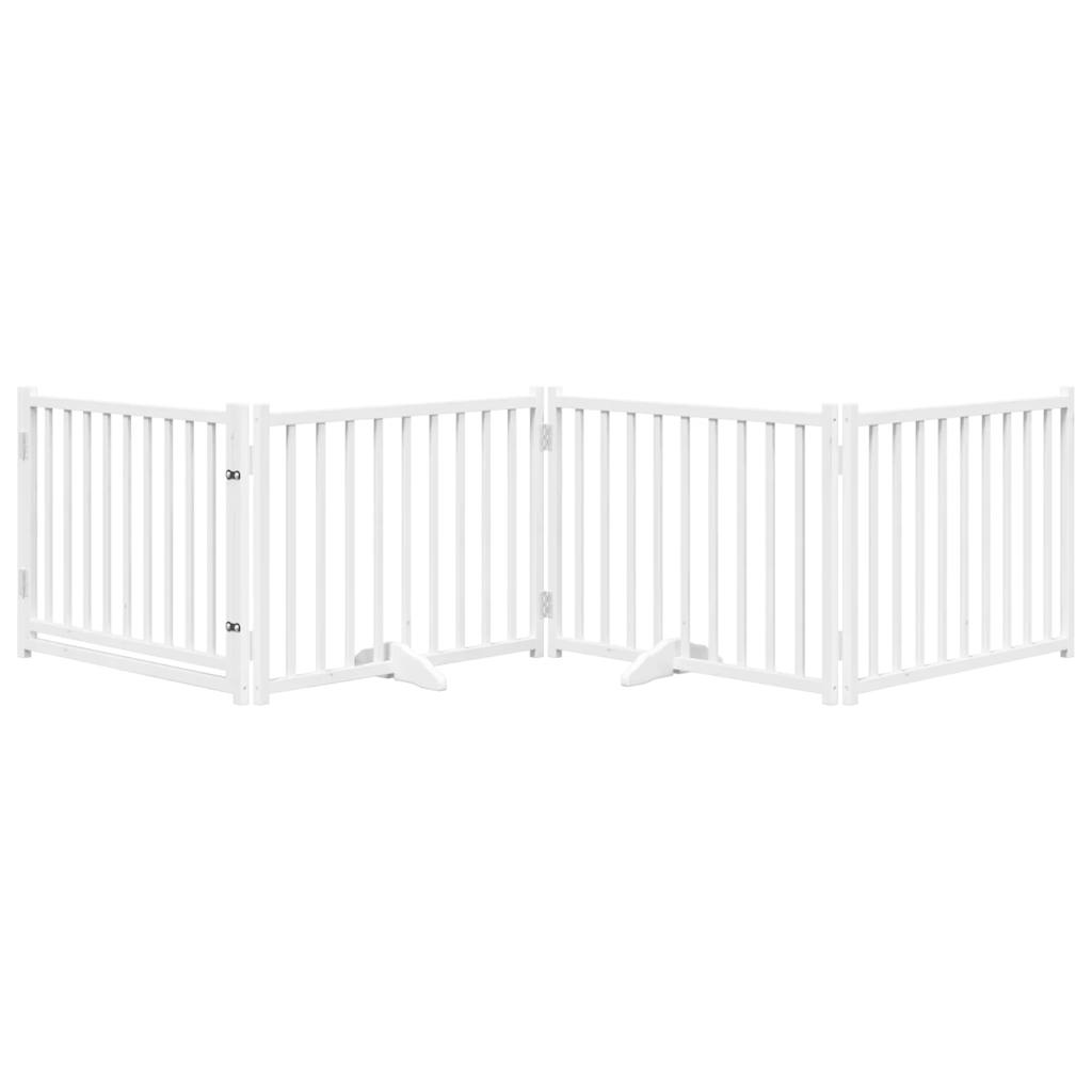 vidaXL Puerta de perros plegable 4 paneles madera abeto blanco 320 cm