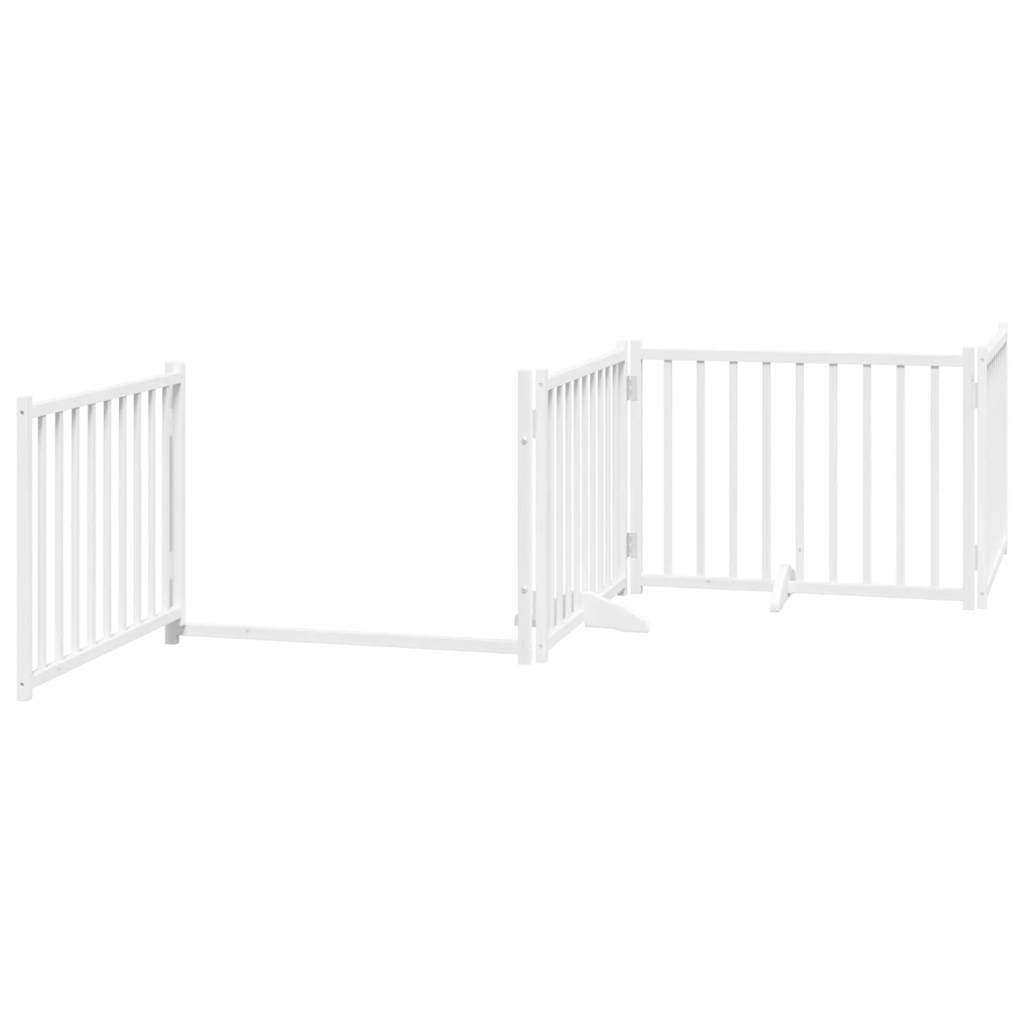 vidaXL Puerta de perros plegable 4 paneles madera abeto blanco 320 cm